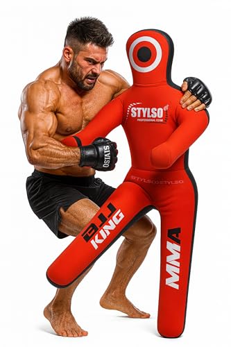 Unfilled Grappling Dummy – Adult Life Size Wrestling & BJJ Training Dummy, MMA Jiu Jitsu Judo Takedown & Throwing Practice, Heavy-Duty Triple-Stitched Canvas Submission Dummy - color: Red, size: 6ft / 72"