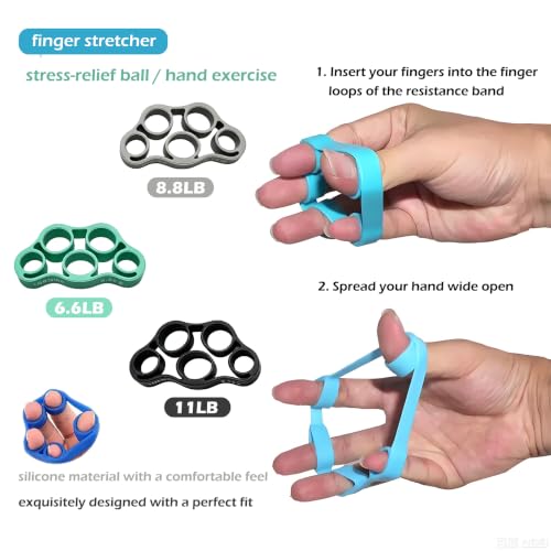 Grip Strength Trainer Set, 50-300LB Grip Strength Trainer, Finger Exerciser, Forearm Strengthener 15-Piece Kit With Hand Forearm strengthener 12 Pack - Hand Grip Strengthener Targeted Strength, Relief & Recovery