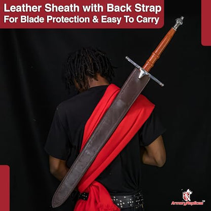 Armory Replicas™ - William Wallace Medieval Swords Collection - Deluxe Claymore Variations with Sheath - Stainless Steel Blade, Leather-Covered Handle - Inspired by Braveheart - style: Braveheart