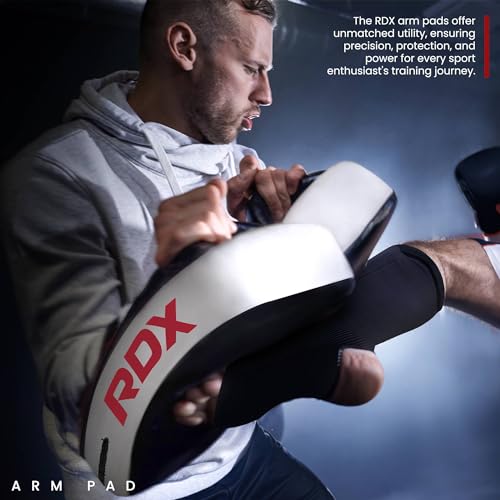 RDX Muay Thai Pad for Training, Curved Kickboxing Kicking Strike Shield, Coaching Kick Boxing, MMA, Martial Arts, Karate, Taekwondo, Punching, Foot, Knee and Elbow Target - color: White