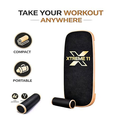 Wooden Balance Board Trainer, Non-Slip Roller for Surf & Skate