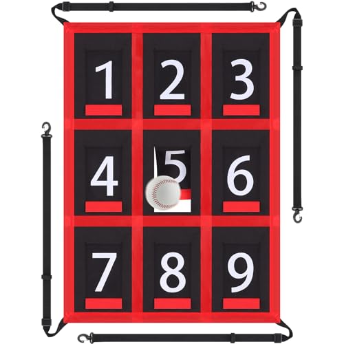 TOBWOLF Adjustable Strike Zone Target for Baseball Softball Net, Numbered Baseball Softball Pitching Target, 9 Pocket Pitching Net Practice Accuracy Training Throwing for Hitting Batting Catching