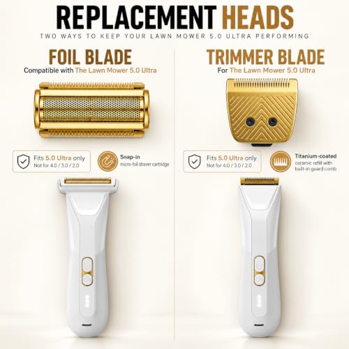 2-In-1Trimmer Blade & Foil Blade Compatible with Manscaped Lawn Mower 5.0 - color: GOLD Trimmer Blade and Foil Blade
