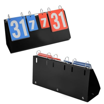 Flip Scoreboard, Portable Tabletop Score Keeper with Ring-Bound Number Cards for Table Tennis, Basketball, 15.75 x 8.27 in