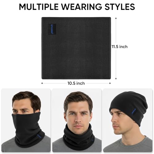 TICONN Neck Gaiter for Men Women, Cooling Bandana Face Mask Cover Gator - color: 2 Black, style: Fleece