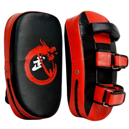 Muay Thai Pads Thai Pads for Kickboxing 1 Pad Only - color: Red, size: 15" x 8" (Medium)