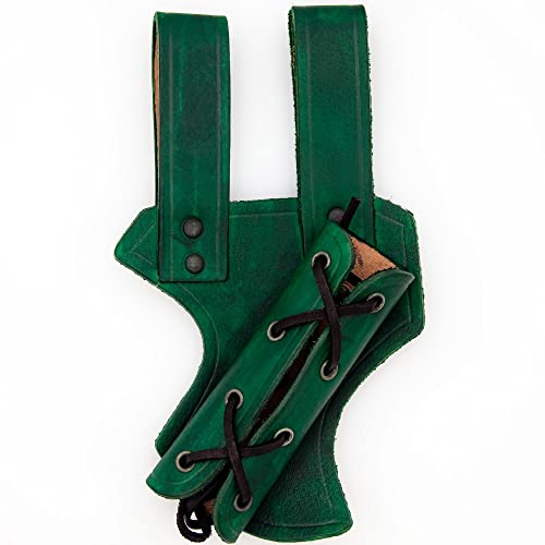Armory Replicas™ - Genuine Bovine Leather Hawk Wood Sword Frog - Medieval Inspired Adjustable LARP Sabre Rapier Sword Weapon Frog Holster Holder Accessory - color: Green, style: Left
