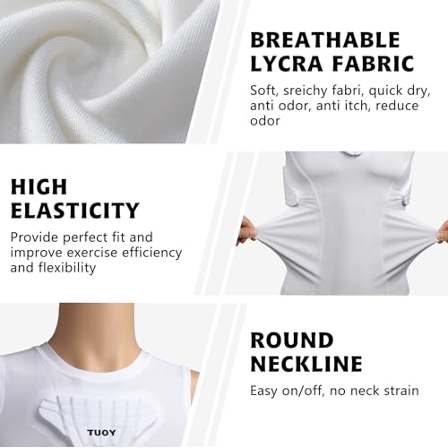 Youth Padded Compression Shirt Vest Rib Chest Protector Football Baseball - color: Padded Vest White, size: Small
