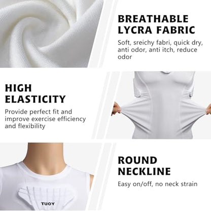 Youth Padded Compression Shirt Vest Rib Chest Protector Football Baseball - color: Padded Vest White, size: Large
