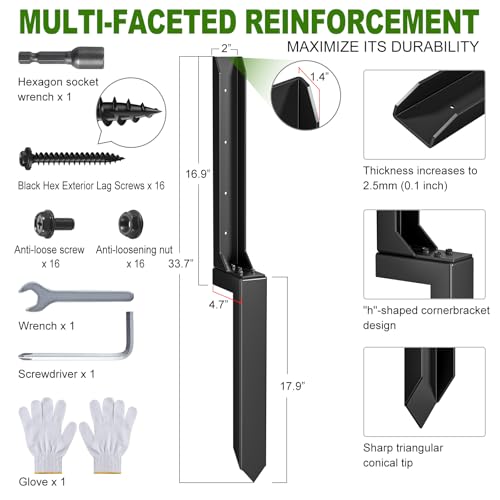 Fence Post Repair Kit，(Separation 16.9+17.9",4 pcs) - size: Separation (16.9+17.9")