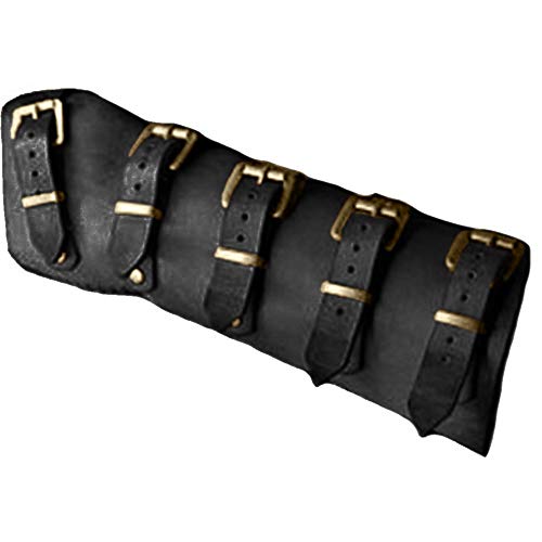Syktkmx Gauntlet Wristband Medieval Vambrace Arm Cuff Armor Buckled Punk Gothic Faux Leather Costume Bracer - color: 2-black, size: Medium
