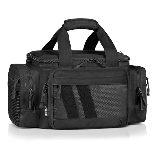 Savior Equipment Specialist Series Tactical Triple Pistol Shooting Range Hunting Duffle Bag Gun Carrying Case, Rigid Compartment Frame, Lockable Zippers - color: Obsidian Black