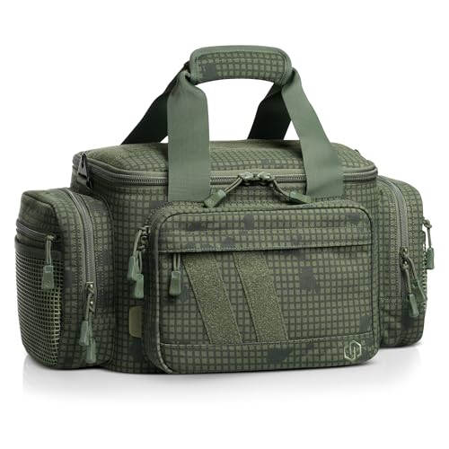 Savior Equipment Specialist Series Tactical Triple Pistol Shooting Range Hunting Duffle Bag Gun Carrying Case, Rigid Compartment Frame, Lockable Zippers - color: Desert Night Camo