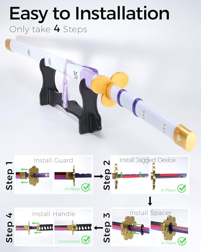 Cold Blade Katana Sword - 41 inches Katana Replica with Holster Belt and Display Stand - Sword with Authentic Design - color: Inferno White