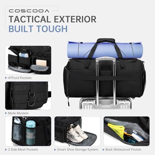 Gym Bags for Men with Shoe Compartment 60L Tactical Duffle Bag - color: Black Red, size: 60L