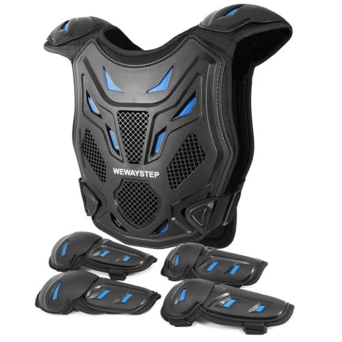 Kids Dirt Bike Gear, Motocross Adjustable Armor Body Guard Vest Suit (Blue) - color: Blue