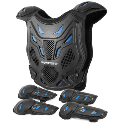 Kids Dirt Bike Gear, Motocross Adjustable Armor Body Guard Vest Suit (Blue) - color: Blue