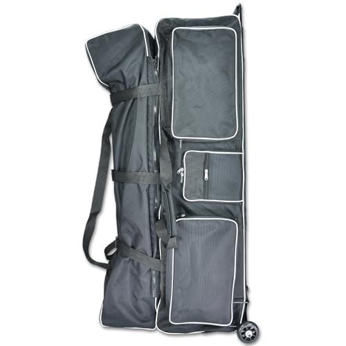 Fencing Bag with Wheels - Competition Draw-bar Rolling Fencing Bag - Fencing Bags with A High-Top Weapon Bag - color: Black