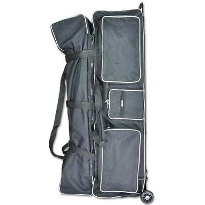 Fencing Bag with Wheels - Competition Draw-bar Rolling Fencing Bag - Fencing Bags with A High-Top Weapon Bag - color: Black