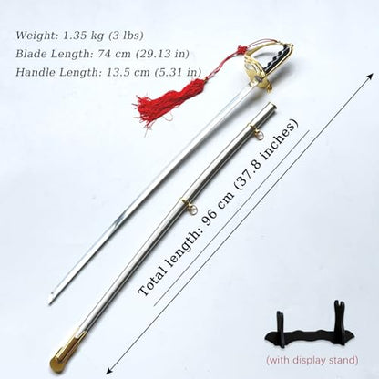 37.8" Stainless Steel Eagle Head Straight Ceremonial Sword,European Honor Guard Parade Sword,Unsharpened Drill Saber - style: C