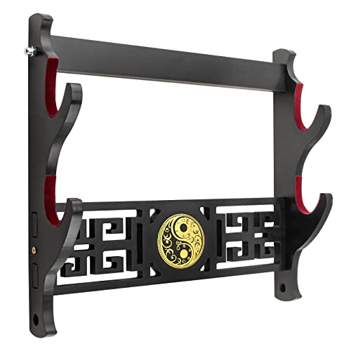 Taichi Sword Wall Mount Velvet Padded Hook Katana Holder Display Hanger for Lightsaber,Cosplay Blade Tanjirou Demon Slayer Weapon Stand (2-Tier)