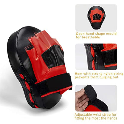 Valleycomfy Boxing Pads Curved Focus Punching Mitts for Men Women - color: Red