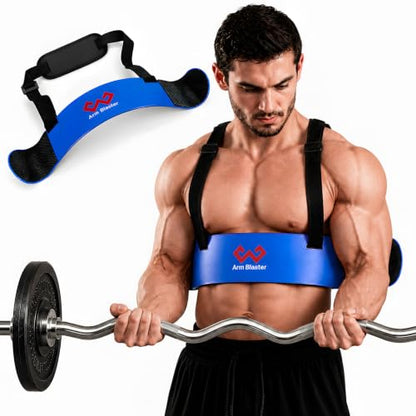 Arm Blaster Bicep Curl with Neoprene Padding, Adjustable Aluminum Bicep Curl Isolator, Bicep Blaster Arm Trainer for Weight Lifting Bodybuilding Home Gym Workout - color: Blue