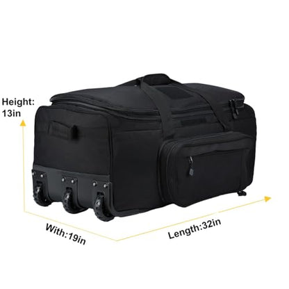 Deployment Bag with Wheels Military Duffle Bag Large Heavy-Duty Bags (Black) - color: Black-1