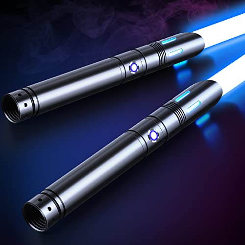 ANASABER Light Saber, Dueling Lightsaber 2 Pack, 12Color RGB Lightsabers with Metal Hilt, 4 Sound Fonts, FX Double-bladed Light Sabers for Kids Adults Birthday Xmas Gift, Halloween Cosplay, Black S8 - size: 31in 2pack
