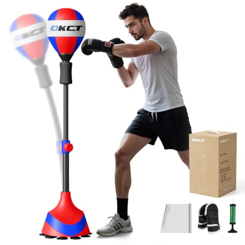 OKCT Punching Bag with Stand, Great Gift for Boxing Lovers, Teens & Adults - color: Red