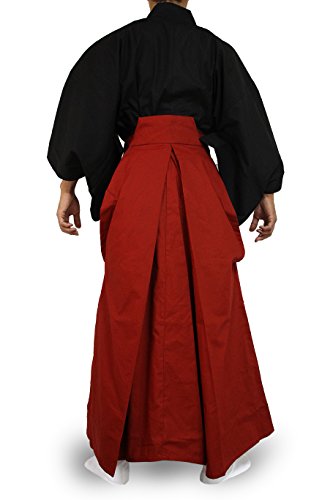 Edoten Japanese Samurai Hakama Uniform - color: Bk-red, size: X-Large