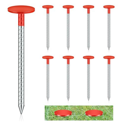 8 Pack Rebar Survey Marker Stakes 12 Inch Long Heavy Duty Red Property Line Marker Stakes for Paving Stones, Gardens, Lawn Edges, and Weed Barriers - color: Red
