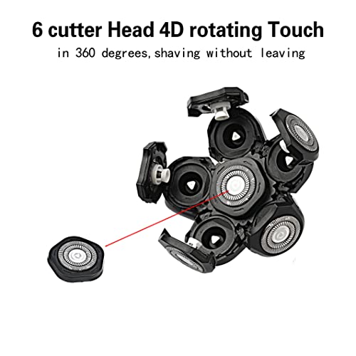6 Blade Shaver Replacement Heads for Bald Men with Blade Cover (Black) - color: Black1