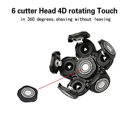 6 Blade Shaver Replacement Heads for Bald Men with Blade Cover (Black) - color: Black1