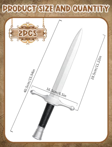 16’’ PU Fake Foam Sword,Halloween Swords Medieval Knight Dagger for Kids - color: Silver