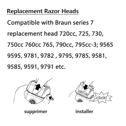 2Pack 70S Replacement Head Compatible with Braun Series 7 Electric Shaver - size: 70S-2pack