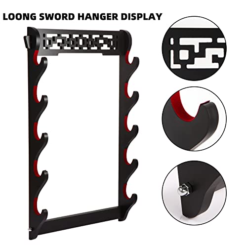 Sword Holder Stand Wall Mount Velvet Padded Samurai Sword Stand Display Wall Hanger Sword Rack Japanese Wakizashi Hobby Collection for Men (5-Tier) - size: 5-Tier