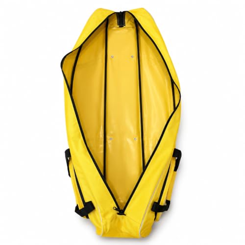 Fencing Bag with Wheels, Rolling Fencing Bag for Foil Epee Saber, Long Sword Carrier for HEMA and Fencing Gear, Side Pocket and Carry Handles - color: Yellow