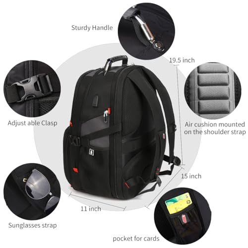 SHRRADOO Extra Large Travel Laptop Backpack for Men, Work College Backpacks - color: Grey