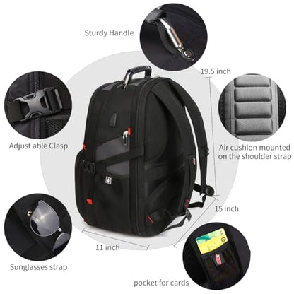 SHRRADOO Extra Large Travel Laptop Backpack for Men, Work College Backpacks - color: Grey