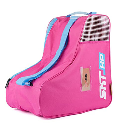 Roller Skate Bag with Adjustable Shoulder Strap for Kids and Adults to Hold Inline Skates and Knee Pads - color: Pink