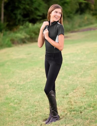 FitsT4 Sports Girls Riding Pants Full Seat High Waist Equestrian Breeches - color: Black, size: X-Small
