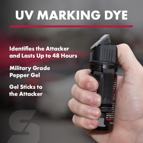 SABRE Crossfire Pepper Gel - 360° Spray for Defense at Any Angle, Maximum Strength Police-Grade OC Pepper Spray with UV Marking Dye, 20‑Foot Tactical Range, Fast Flip Top Safety, Belt Clip, 1.5 fl oz - color: Black Pepper Gel 1 Pack