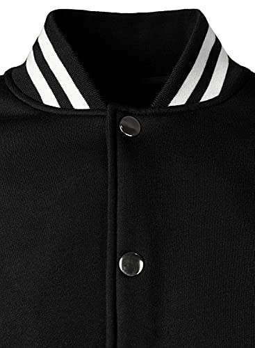HOOD CREW Man’s Varsity Jacket Cotton Blend Letterman Jackets - color: Black, size: Small