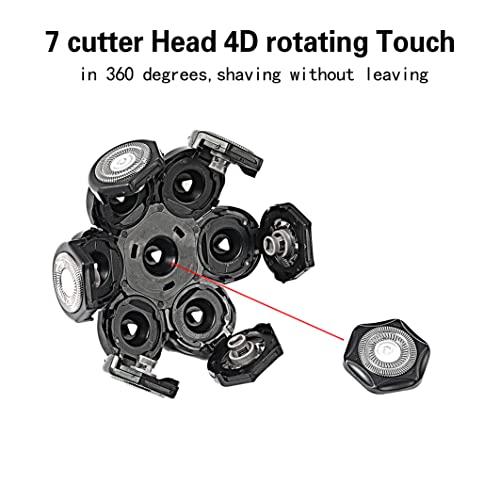7 Blades Head Men's Electric Shaver Replacement Heads Floating Washable Shaver Replacement Blades for Bald Men (Black) - color: Black2