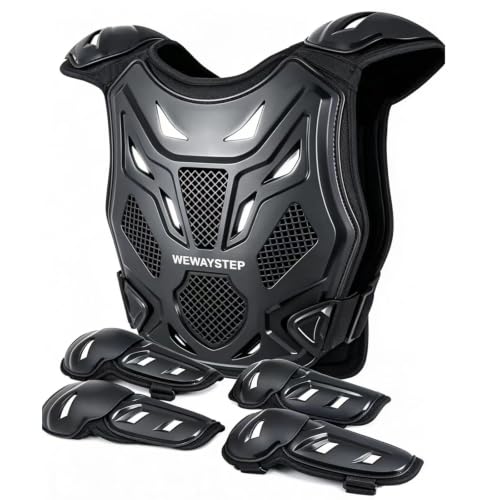 Kids Dirt Bike Gear, Motocross Armor Body Guard Vest Suit (Silver) - color: Silver