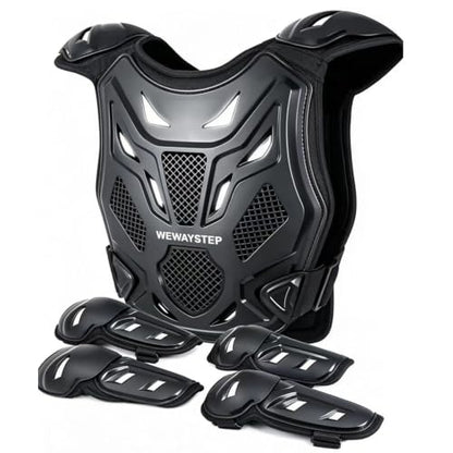 Kids Dirt Bike Gear, Motocross Armor Body Guard Vest Suit (Silver) - color: Silver