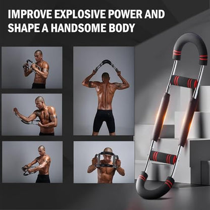 Latest-Gen Twister Arm Trainer, Adjustable Power Spring Workout Bar, Forearm Triceps Chest Exerciser Strengthener, Detachable Portable Home Fitness Equipment for Enhancing Upper Body Muscle - style: 60-90lbs