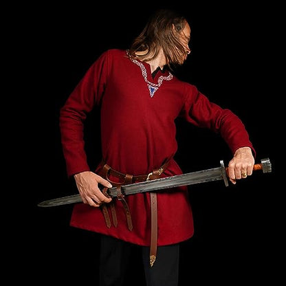Mythrojan Medieval Sword Frog Adventurer with Leather Holder for Universal Rapier, Broadsword, Cutlass - style: Left Handed - Brown (6" X 5")