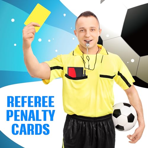 ReliThick 12 Sets Sports Referee Cards with Metal Whistle Referee Kit 12 Referee Soccer Red and Yellow Cards Referee Wallet Notebooks and 12 Coach Whistle for Football Soccer Basketball Game Sports